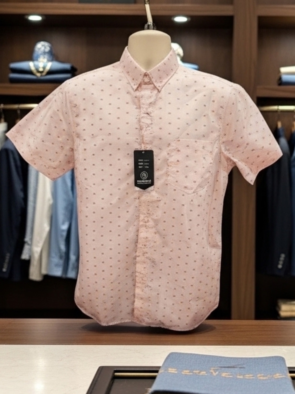 909 Molokai Surf Co. Pink Geometric Print Short Sleeve Button Down Shirt